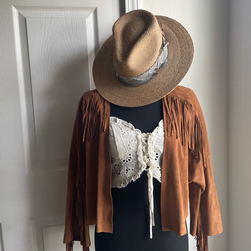AE Brown Fringe Jacket Genuine Leather